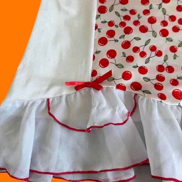 00's vintage white cherry print milkmaid lingerie y2k babydoll XS SMALL - Picture 8 of 8